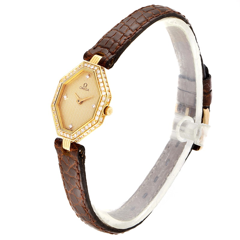 Omega DeVille Mini Yellow Gold Diamond Cocktail Ladies Watch 1450