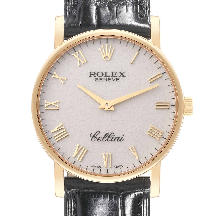 Rolex Cellini Classic Yellow Gold Ivory Anniversary Dial Mens Watch 5115 Card SwissWatchExpo