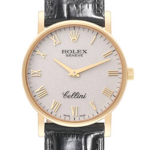 Photo of Rolex Cellini Classic Yellow Gold Ivory Anniversary Dial Mens Watch 5115 Card