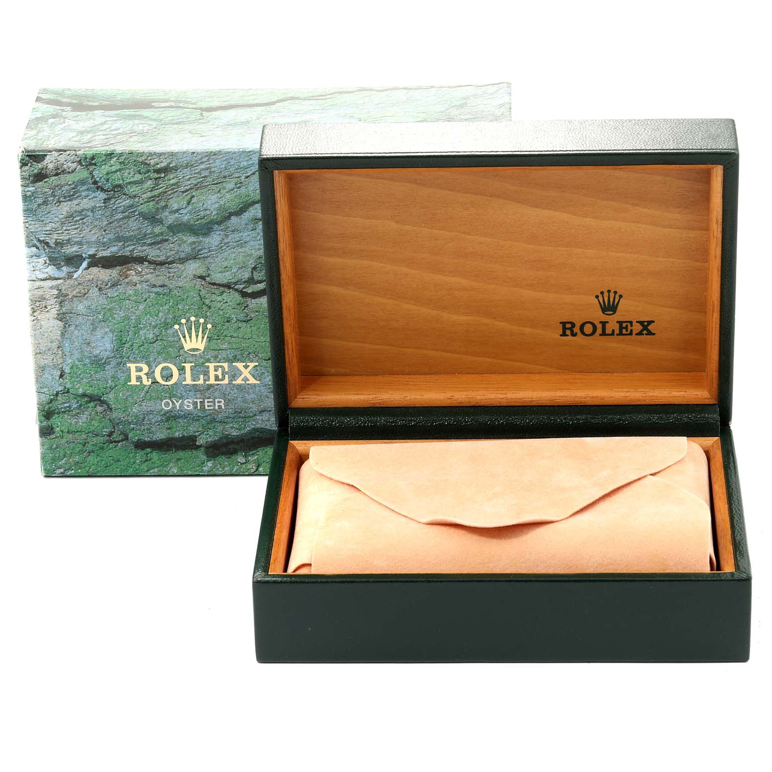 The image shows the open box and outer packaging of a Rolex Date 15200 Men's Stainless Steel White Dial 15200 Men's Stainless Steel White Dial model watch.