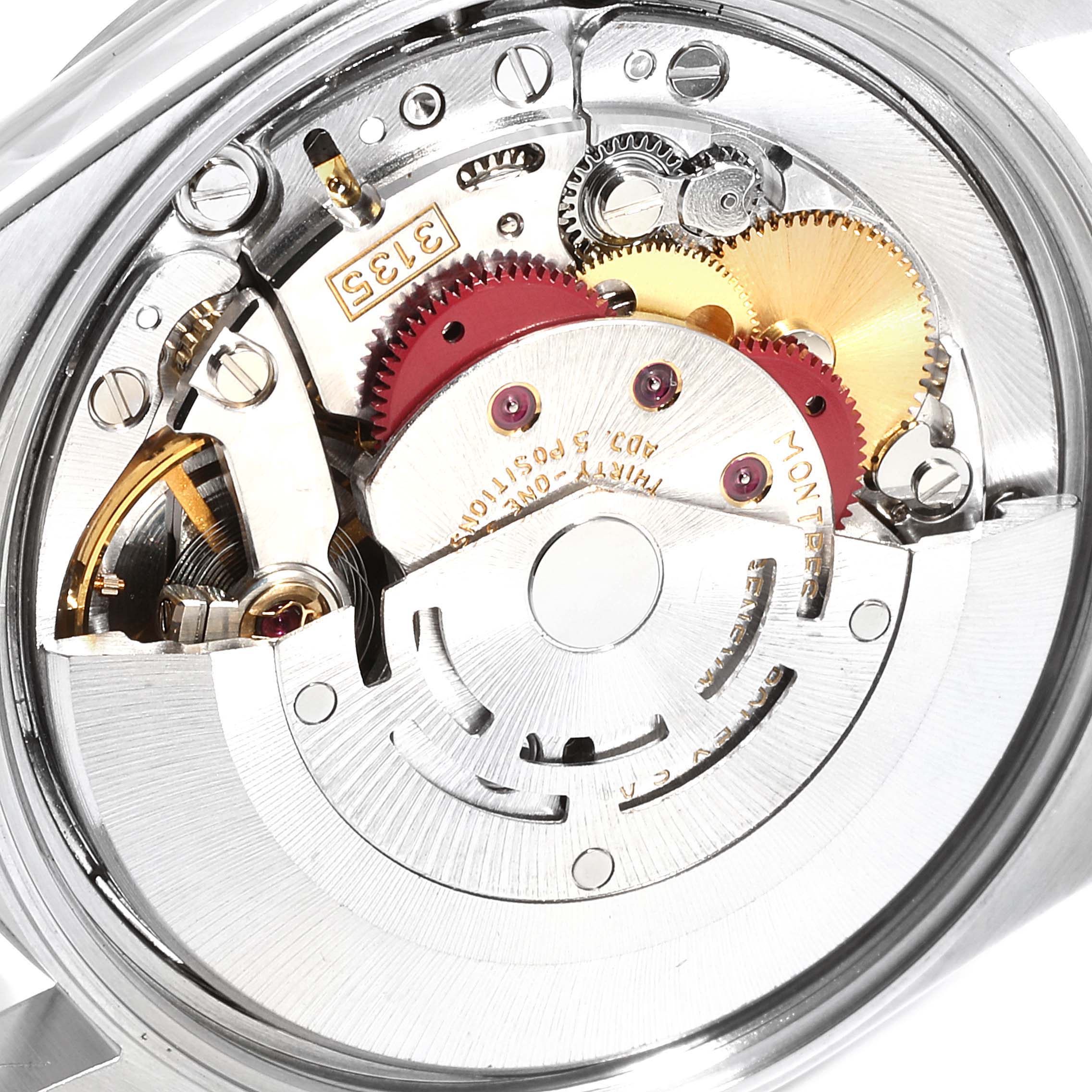 This image shows the inner mechanical movement of a Rolex Date 15200 Men's Stainless Steel White Dial 15200 Men's Stainless Steel White Dial model watch from a top-down angle.