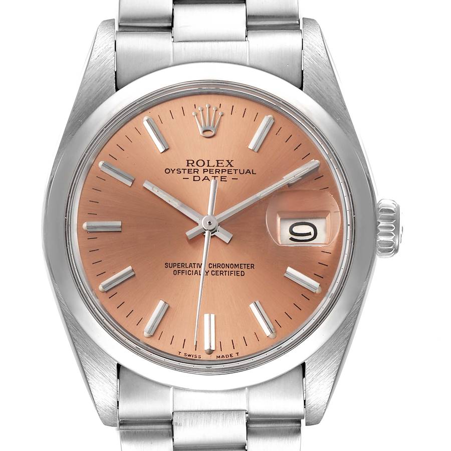 Rolex Date Stainless Steel Bronze Dial Vintage Mens Watch 1500 SwissWatchExpo