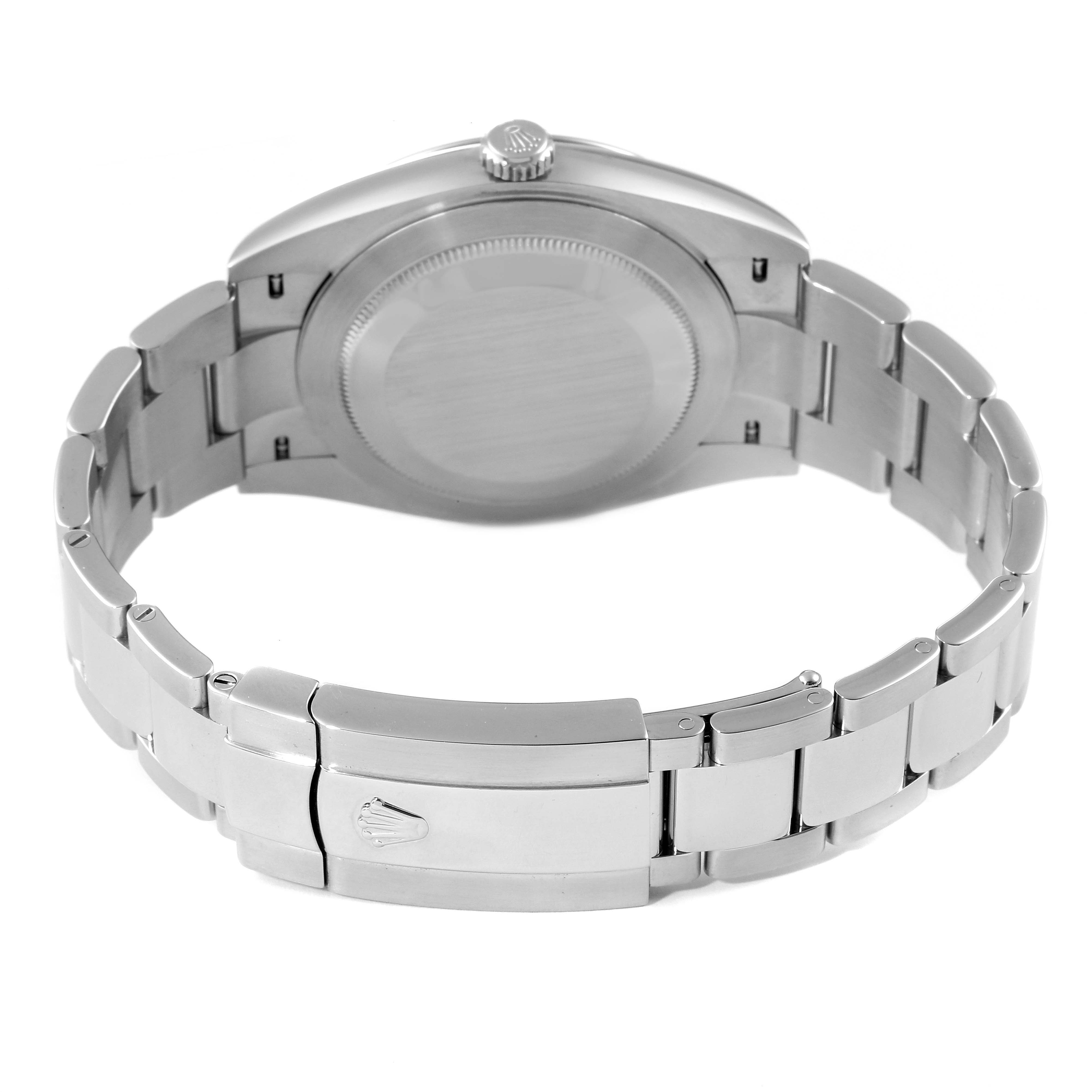 This image shows the back view and bracelet of the Rolex Datejust 41 126300 Men
s Stainless Steel Black Dial 126300 Men
s Stainless Steel Black Dial watch, highlighting the clasp and case back.