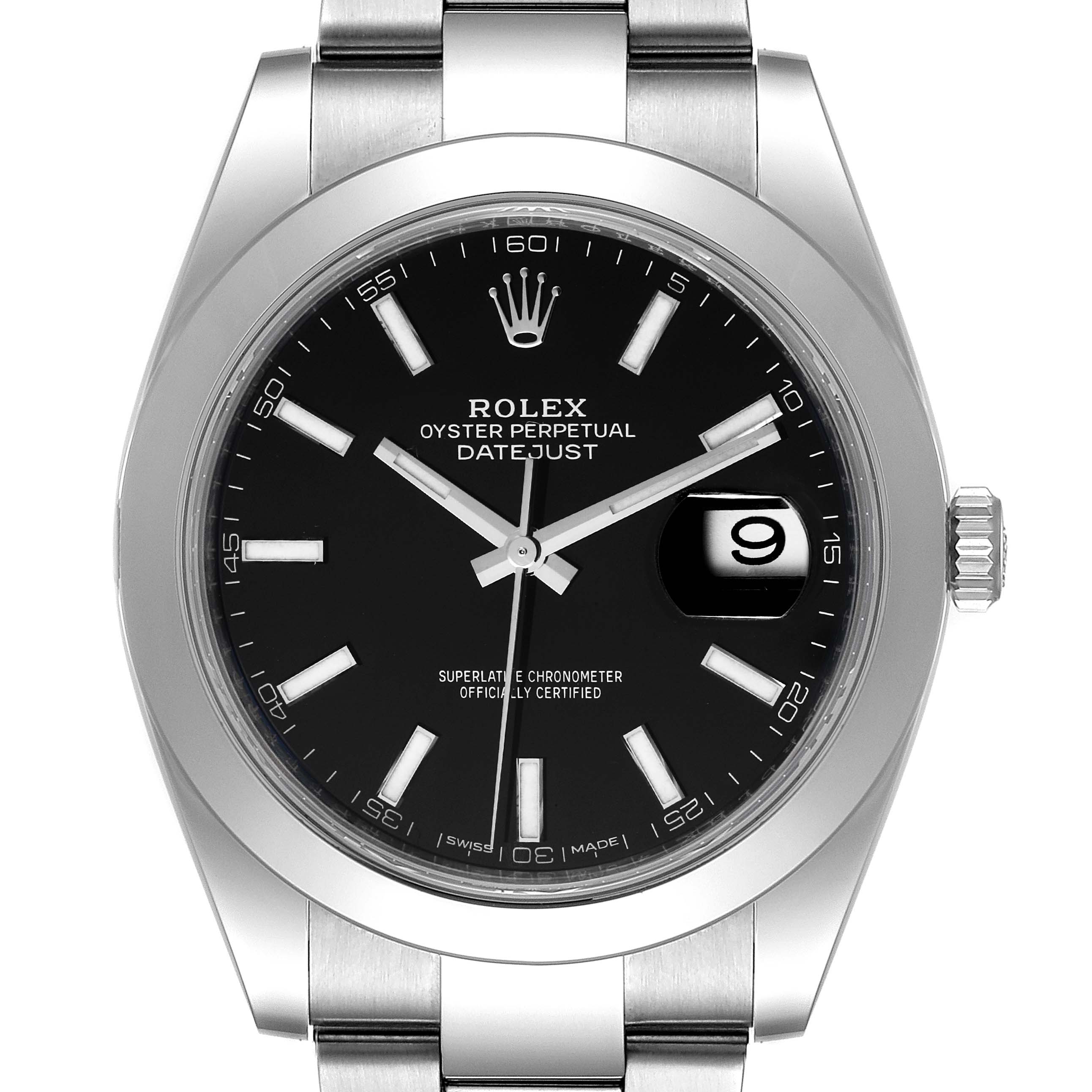 datejust 41 black dial smooth bezel