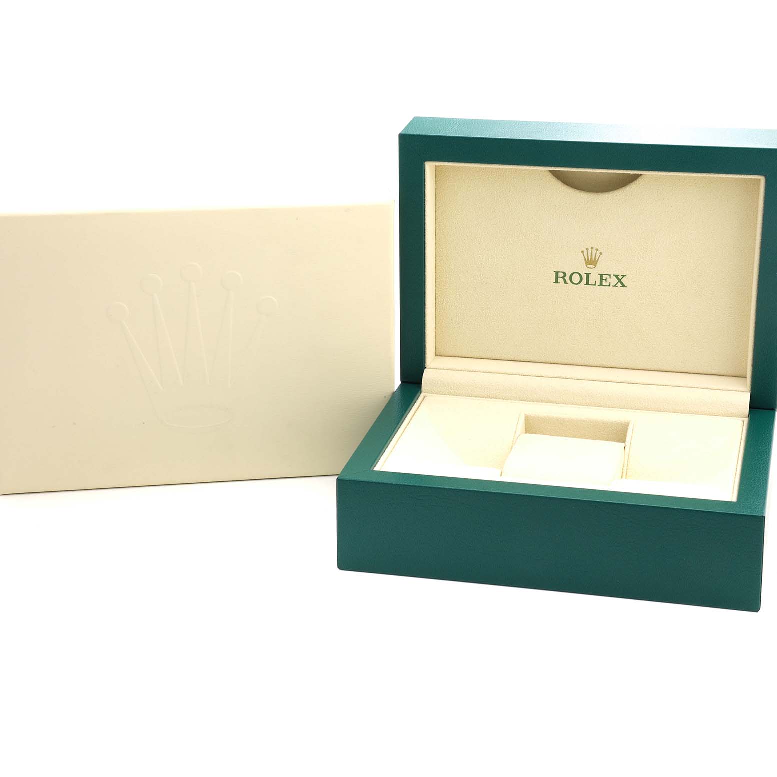 The image shows an open Rolex Datejust 41 126334 Men's Stainless Steel Blue Dial watch box, including the outer box with the crown logo.