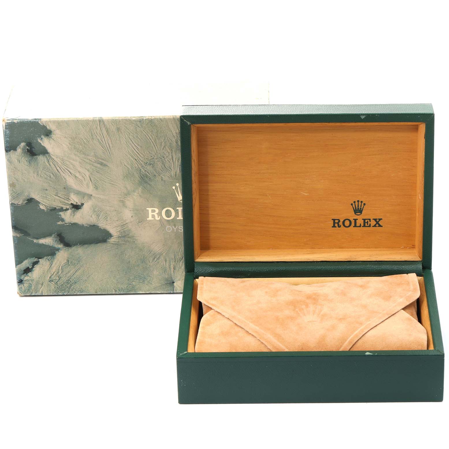 The image shows the open box and protective wrapping for a Rolex Datejust 16233 Men's Steel and Gold (two tone) Champagne Dial 16233 Men's Steel and Gold (two tone) Champagne Dial watch, with the brand logo visible inside the box.