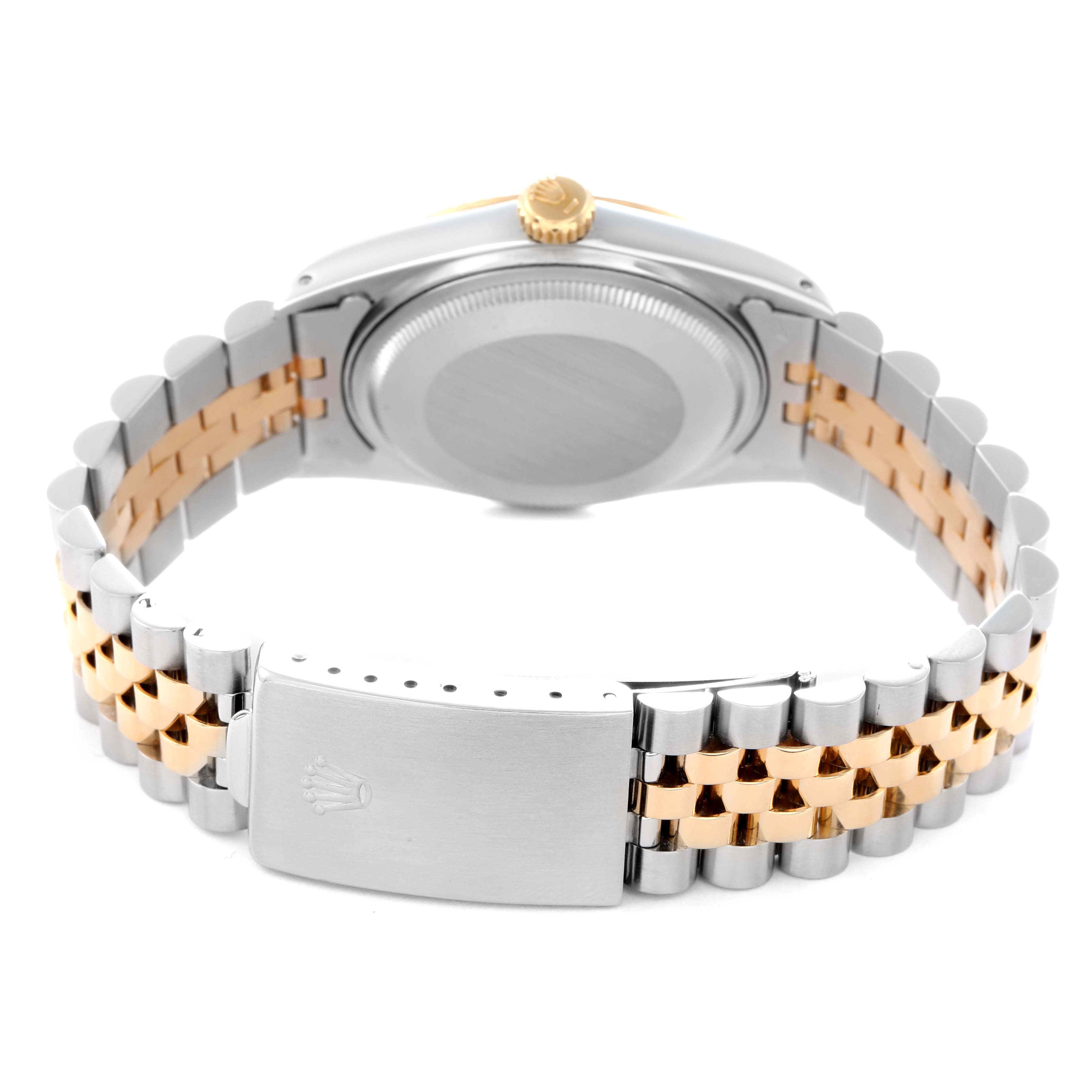 The image shows the back of the Rolex Vintage Collection model 16013 men's watch, focusing on the bracelet and clasp from a rear angle.