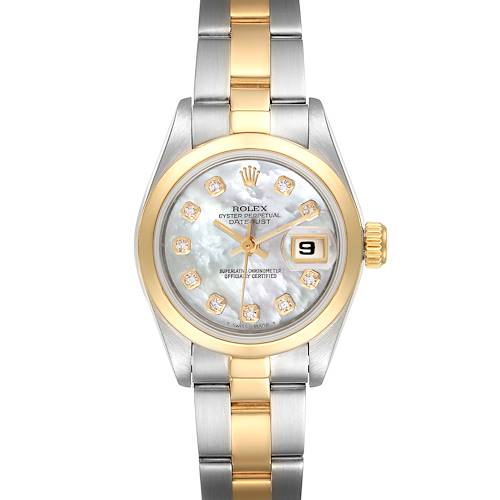 Photo of Rolex Datejust Steel Yellow Gold MOP Diamond Dial Ladies Watch 69163
