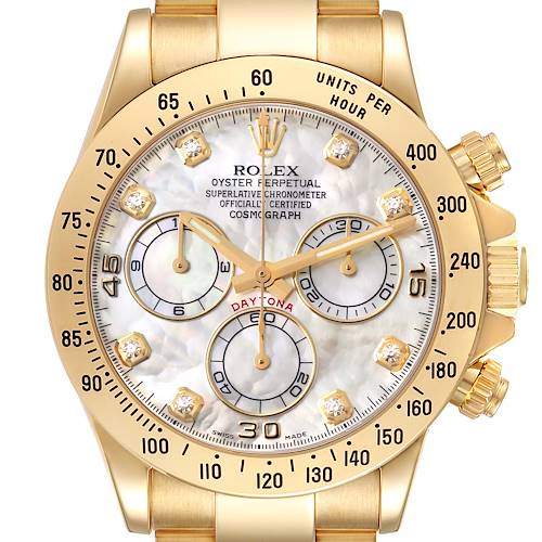 Photo of *NOT FOR SALE* Rolex Daytona Yellow Gold Mother of Pearl Diamond Dial Mens Watch 116528 (Partial Payment)