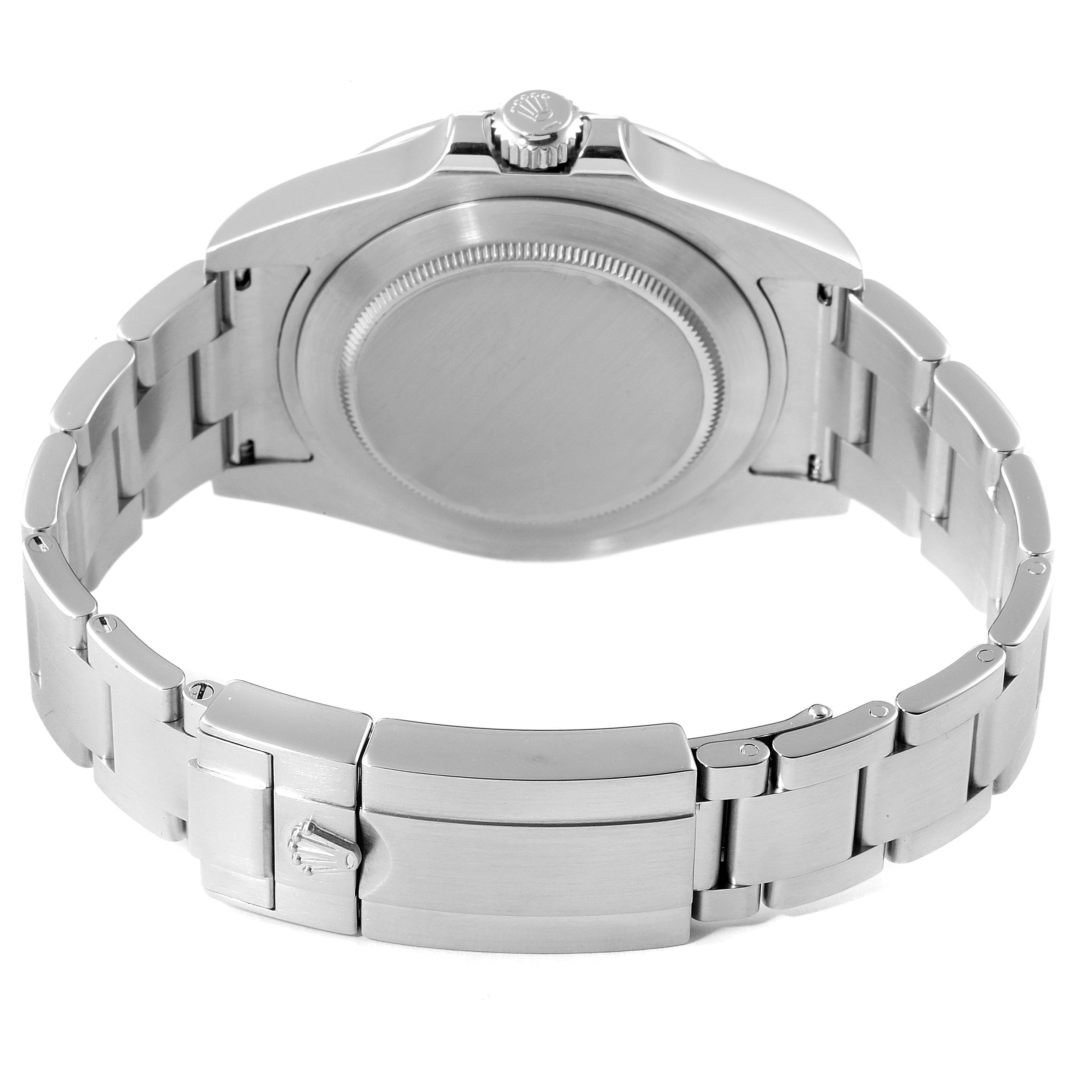 This image shows the backside and bracelet of the Rolex Explorer 216570 Men's Stainless Steel White Dial 216570 Men's Stainless Steel White Dial watch, highlighting the clasp and case back.