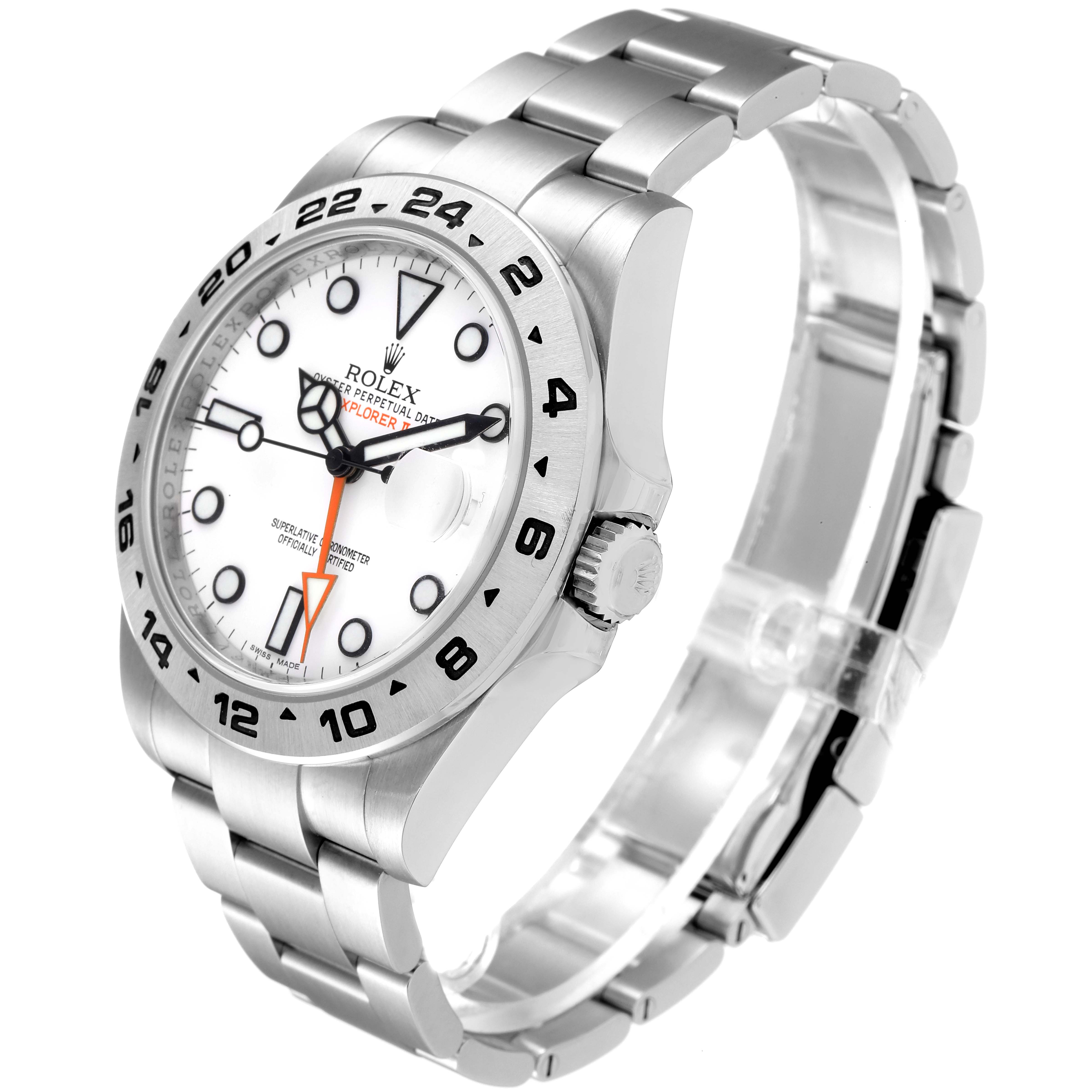 The image shows a side angle of a Rolex Explorer 216570 Men's Stainless Steel White Dial 216570 Men's Stainless Steel White Dial watch, highlighting the bezel, dial, crown, and bracelet.