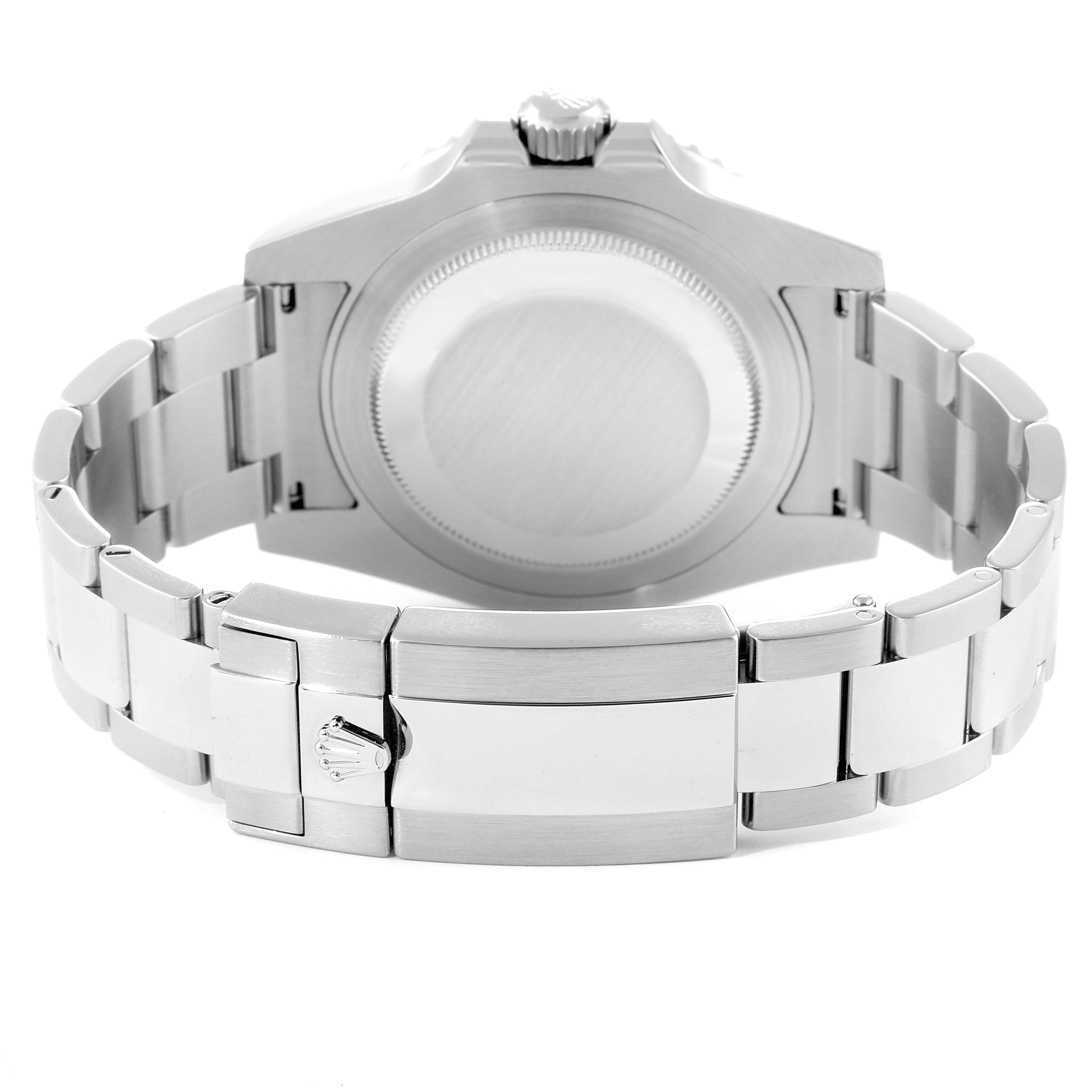 The image shows the rear angle of the Rolex GMT-Master 116710 Men
s Stainless Steel Black Dial 116710 Men
s Stainless Steel Black Dial watch, highlighting its case back and bracelet clasp.