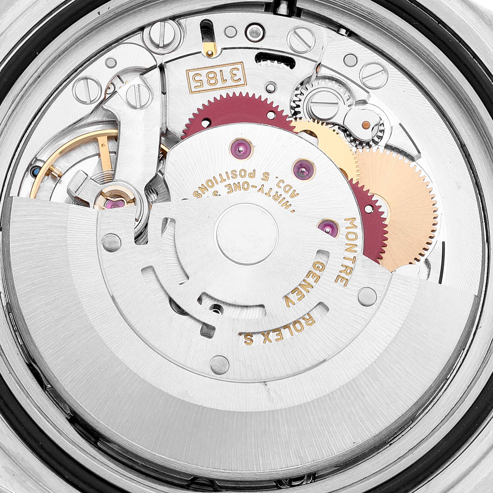 This close-up image shows the movement and internal mechanics of the Rolex GMT-Master 16710 Men
s Stainless Steel Black Dial 16710 Men
s Stainless Steel Black Dial watch.