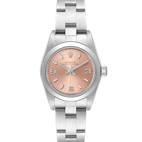 Photo of Rolex Oyster Perpetual Salmon Dial Domed Bezel Steel Ladies Watch 76080