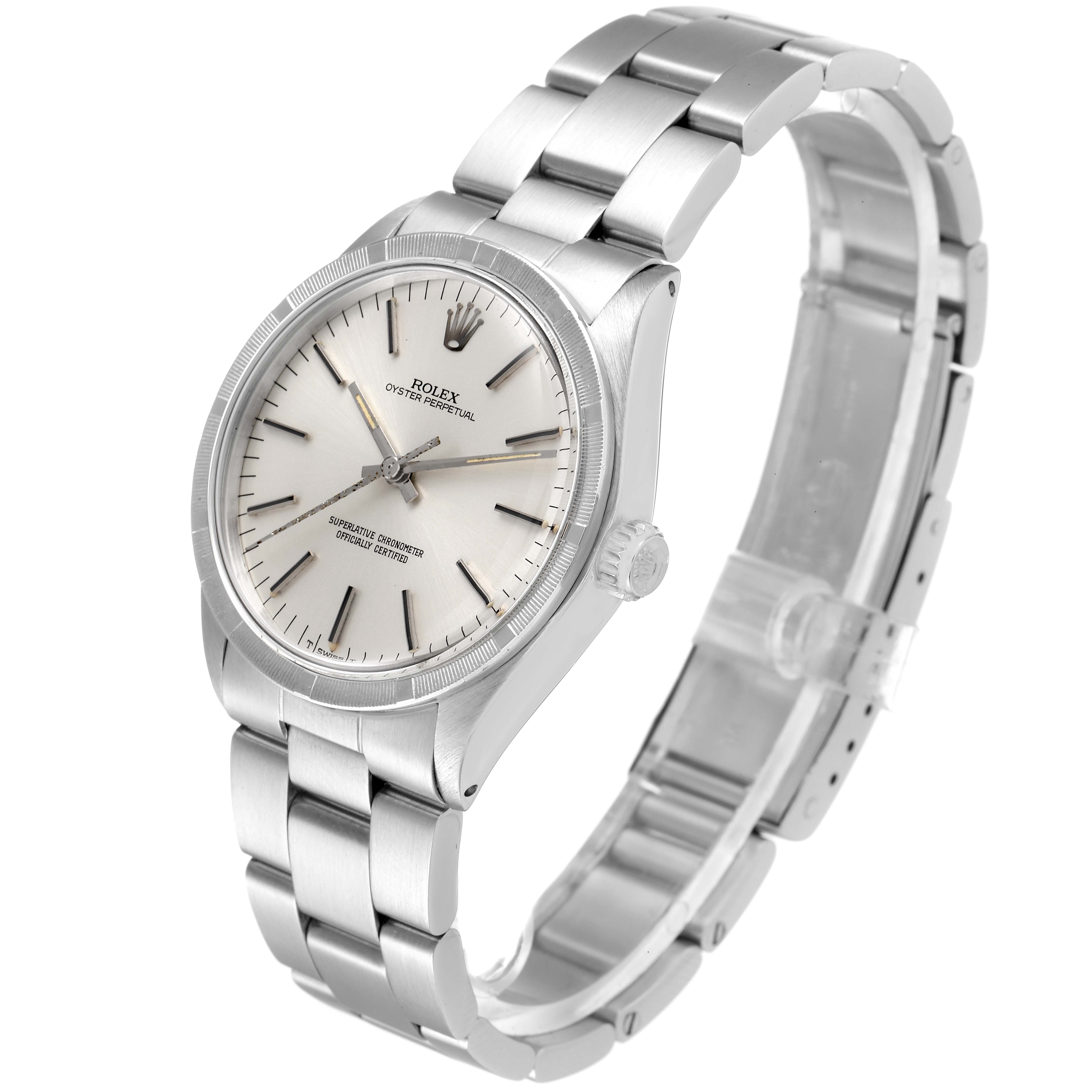 This Rolex Vintage Collection 1007 Men's Stainless Steel Silver Dial 1007 Men's Stainless Steel Silver Dial model is shown from an angled view displaying the face, case, and bracelet.