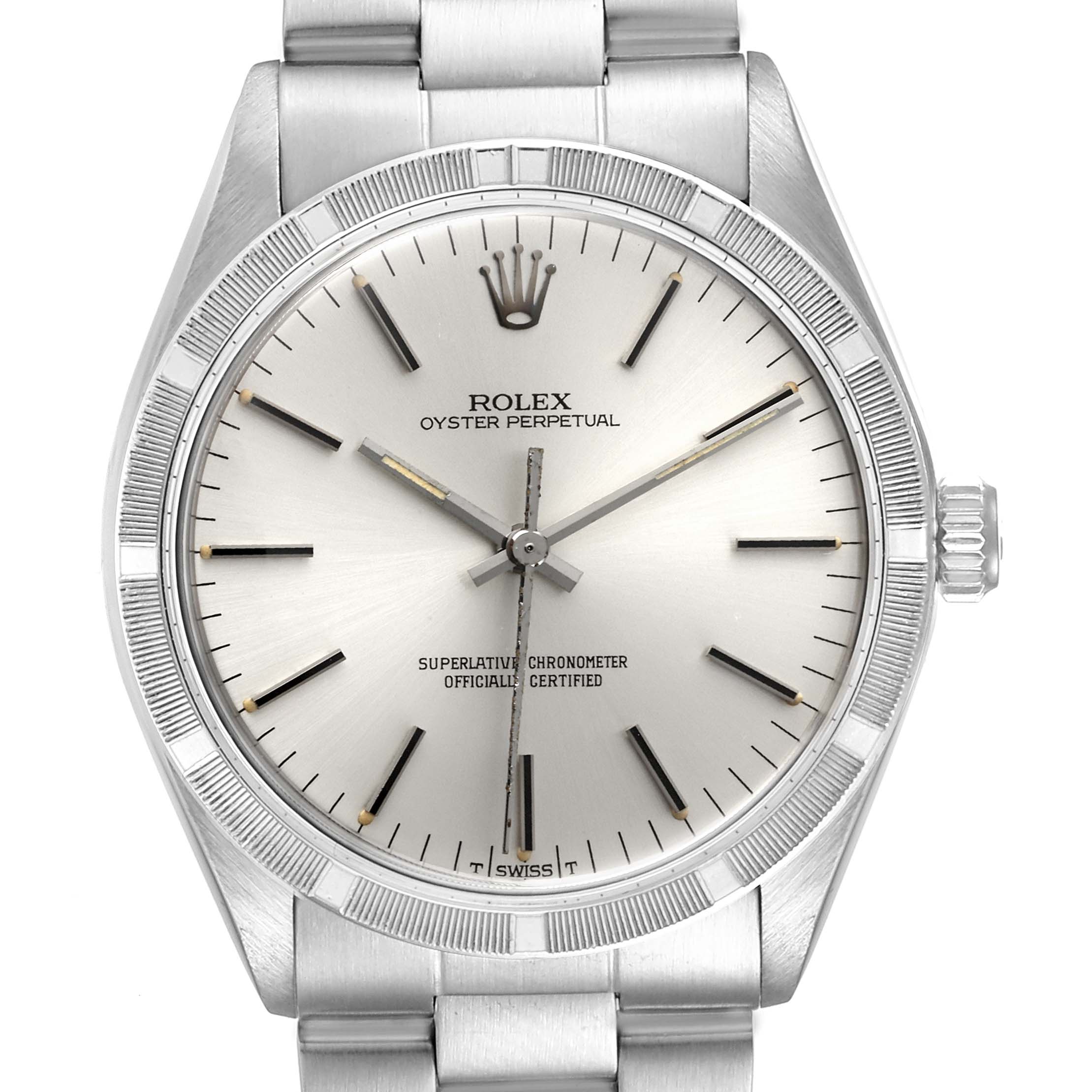 The Rolex Vintage Collection 1007 Men's Stainless Steel Silver Dial 1007 Men's Stainless Steel Silver Dial model is shown at a straight-on angle, displaying the face, bezel, crown, and part of the bracelet.