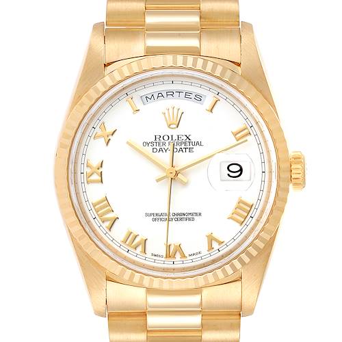 Photo of Rolex President Day-Date 18k Yellow Gold White Dial Mens Watch 18238