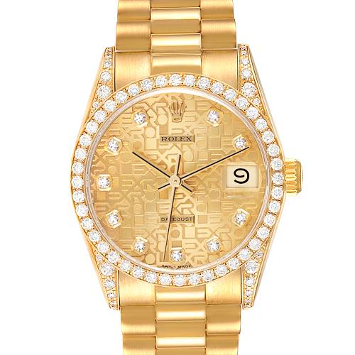 Photo of Rolex President Midsize Yellow Gold Diamond Ladies Watch 68158 Box Papers