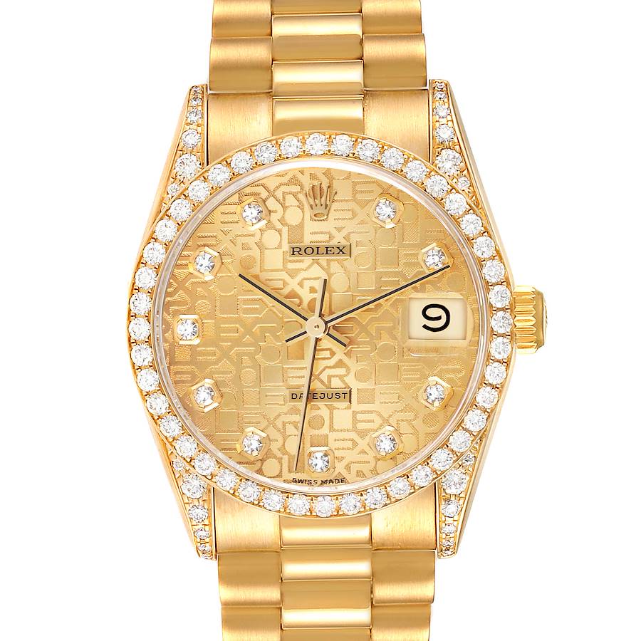 Rolex President Midsize Yellow Gold Diamond Ladies Watch 68158 Box Papers SwissWatchExpo