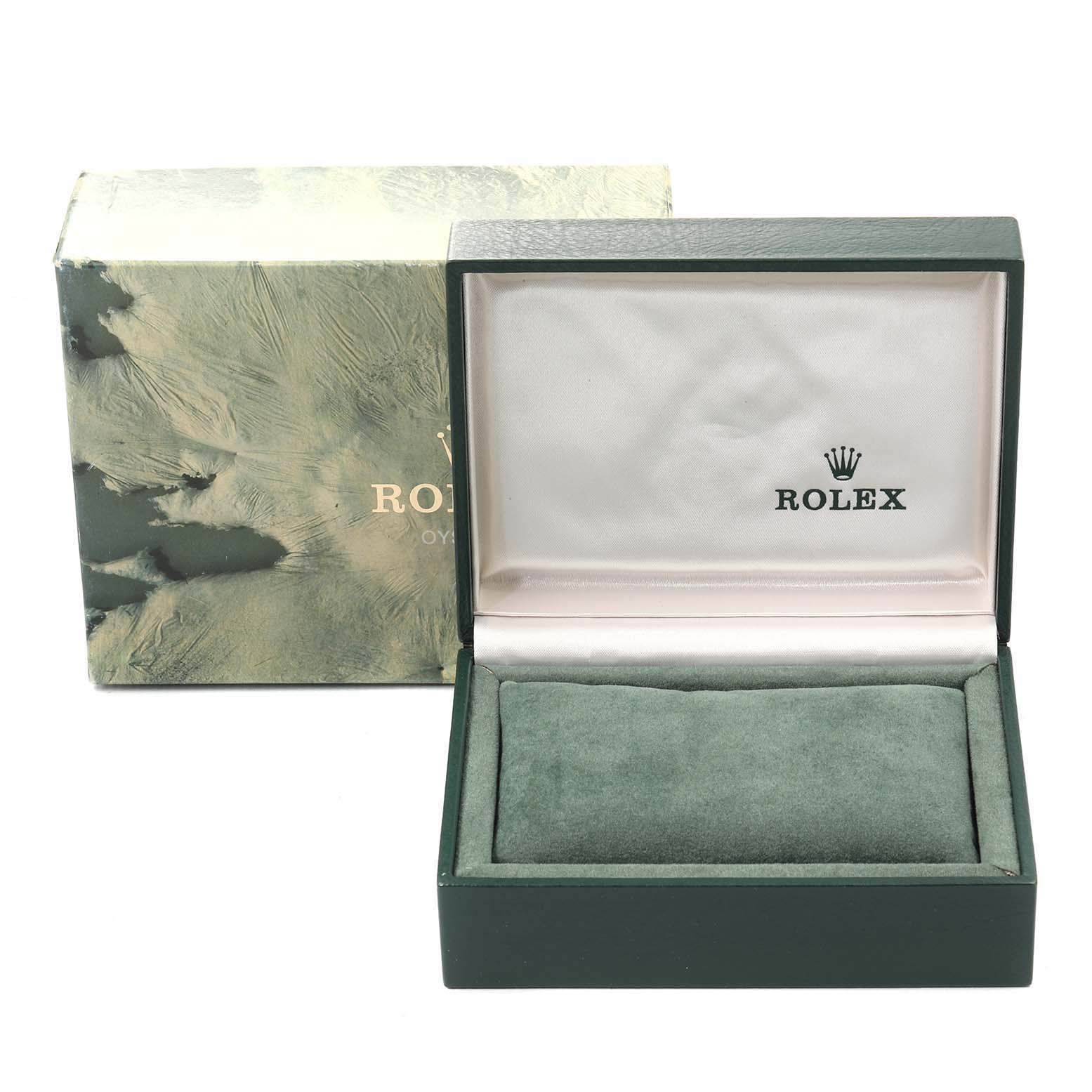 The image shows an open Rolex Vintage Collection 16660 Men's Stainless Steel Black Dial 16660 Men's Stainless Steel Black Dial watch box and its outer cover from a front angle.