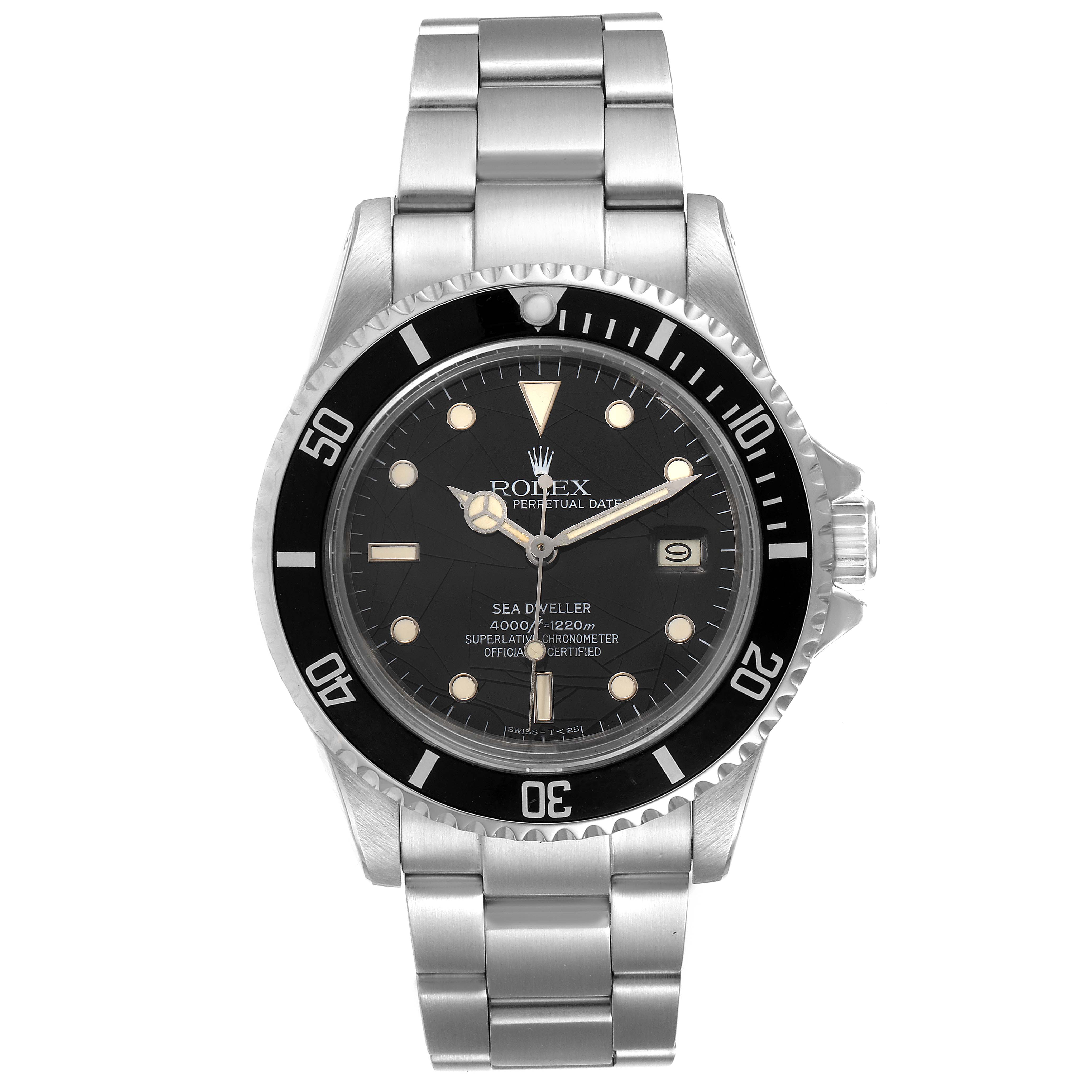 The Rolex Vintage Collection 16660 Men's Stainless Steel Black Dial 16660 Men's Stainless Steel Black Dial watch is shown from a front angle, displaying its dial, bezel, crown, and stainless steel bracelet.