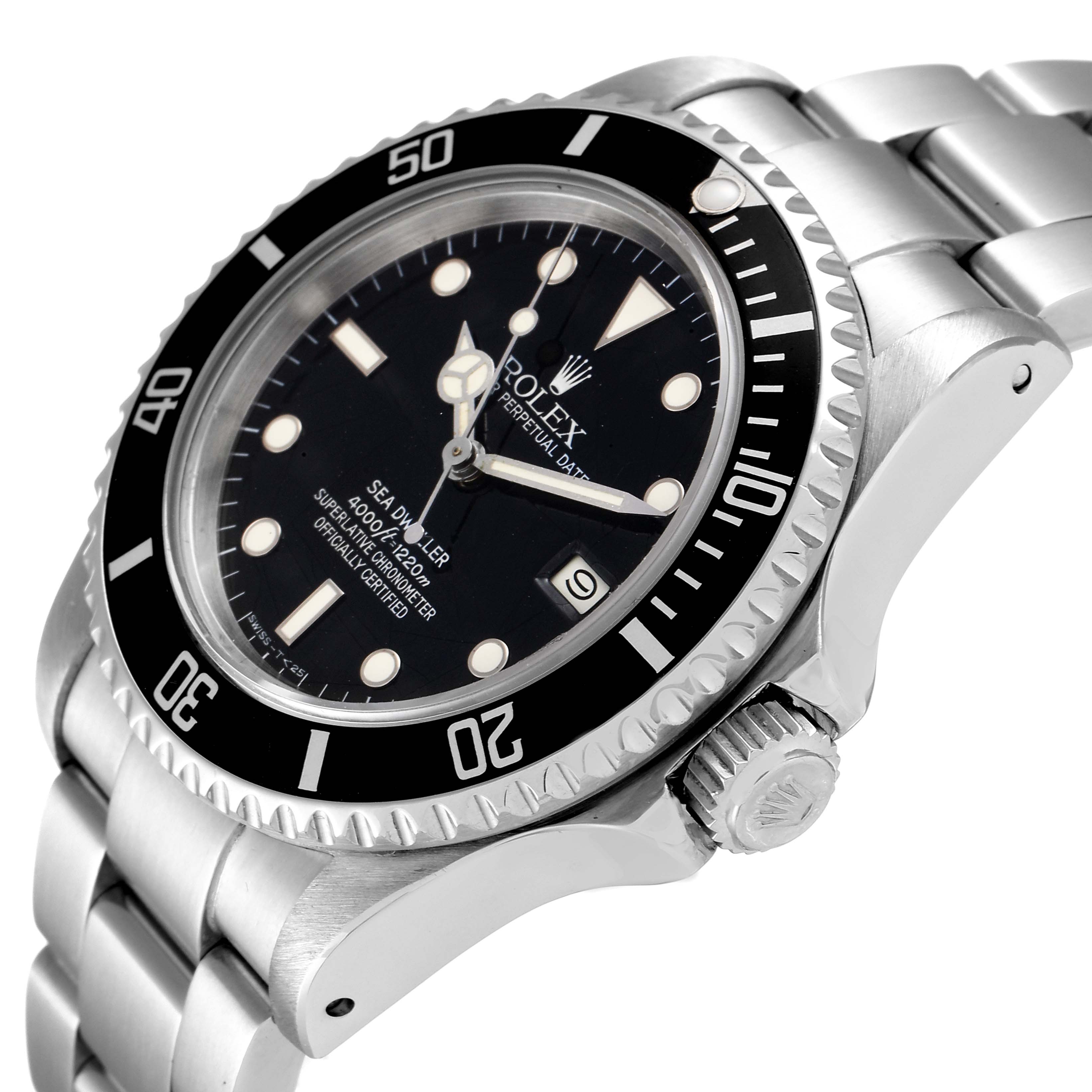 The image shows the front and right side of the Rolex Vintage Collection 16660 Men's Stainless Steel Black Dial 16660 Men's Stainless Steel Black Dial model, highlighting the dial, bezel, and bracelet.