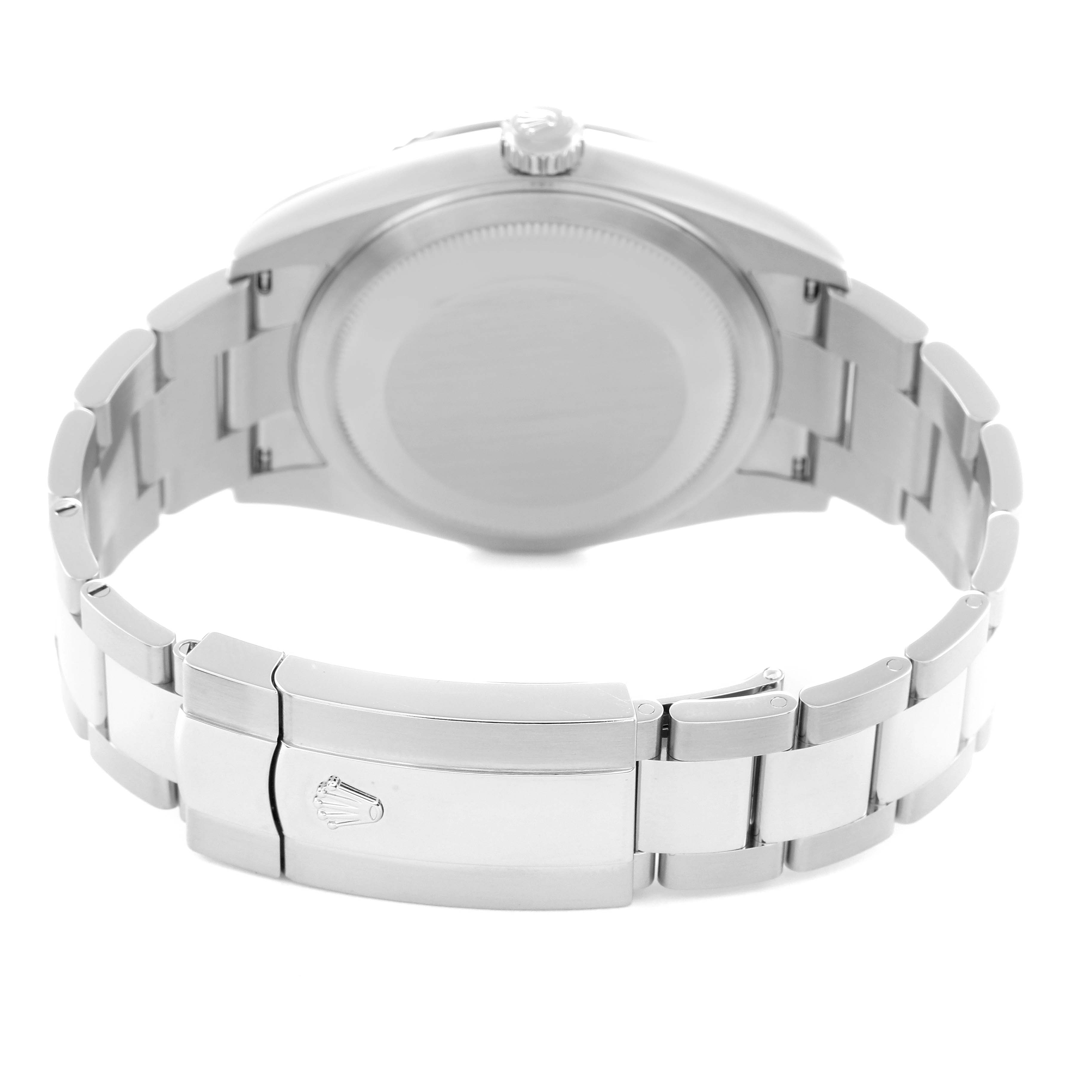 The image shows the back and clasp of a Rolex Sky-Dweller model 336934 men's watch, highlighting the bracelet and closed clasp.