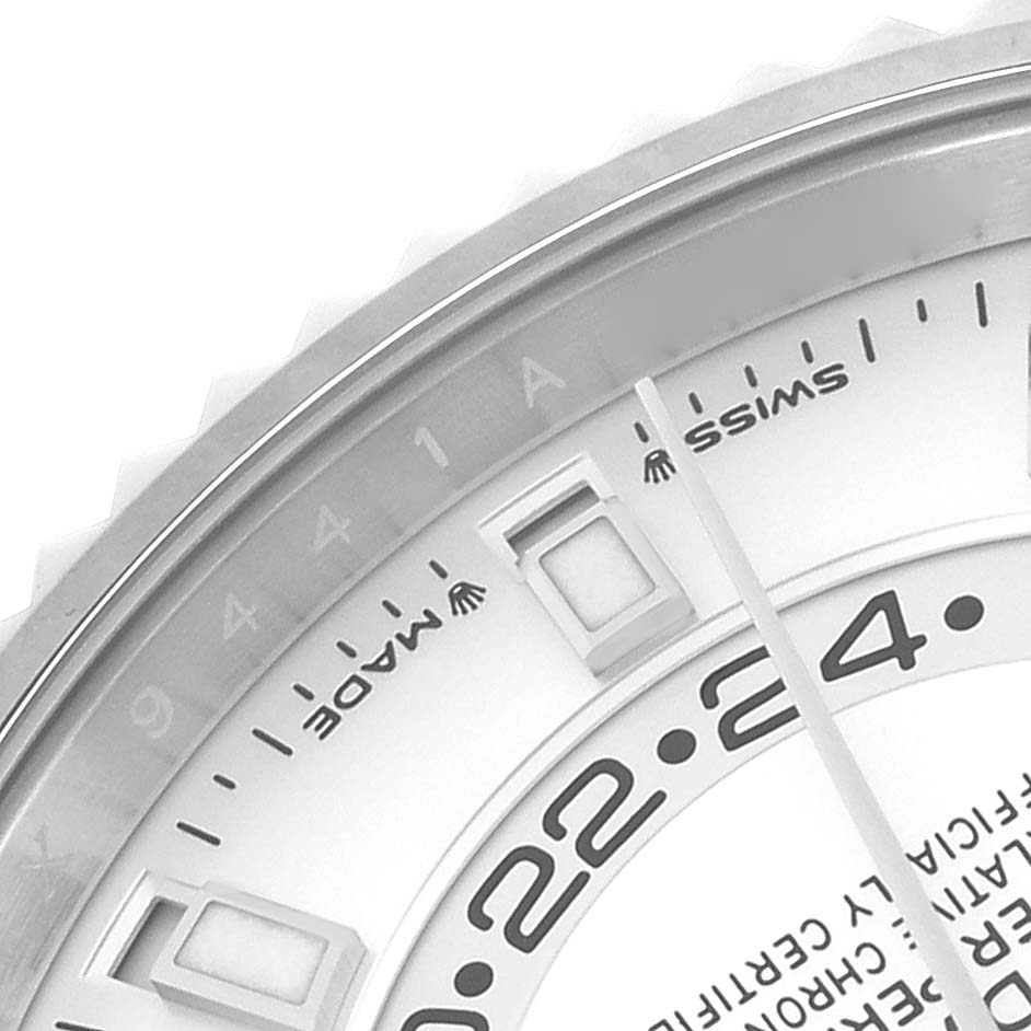 The image shows a close-up of the dial and bezel of the Rolex Sky-Dweller model 336934, highlighting part of its 24-hour display and date indicators.