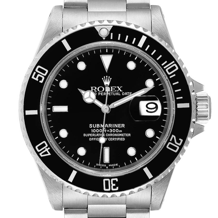 Rolex Submariner Black Dial Stainless Steel Mens Watch 16610 Box Papers SwissWatchExpo