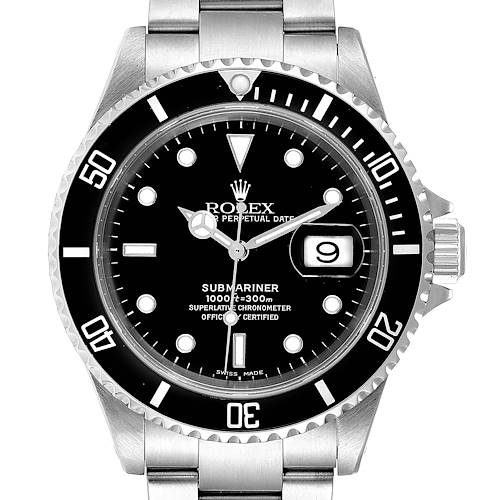 Photo of Rolex Submariner Date 40mm Stainless Steel Mens Watch 16610 Box Papers