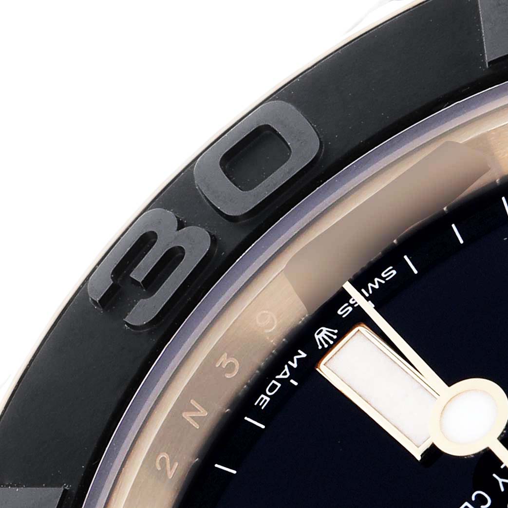 The image shows a close-up of the bezel and part of the dial of a Rolex Yacht-Master model 226658 men's watch, highlighting the 30-minute mark.