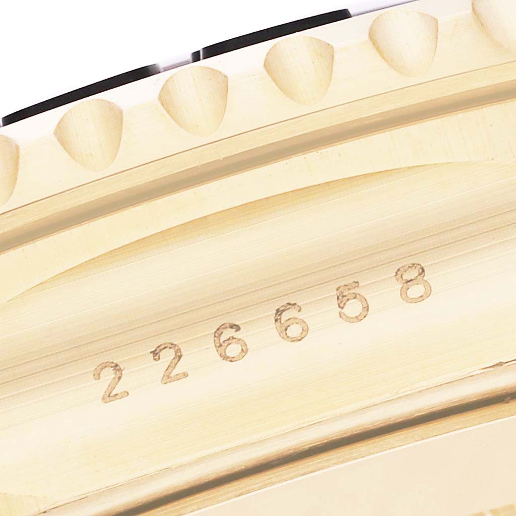 The image shows a close-up of the Rolex Yacht-Master model 226658, highlighting the bezel and engraved model number.