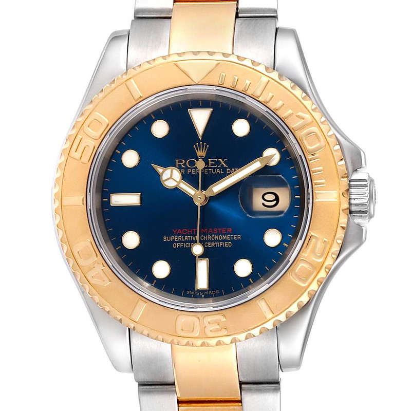 Rolex Yachtmaster 40 Steel Yellow Gold Blue Dial Mens Watch 16623 Box ...
