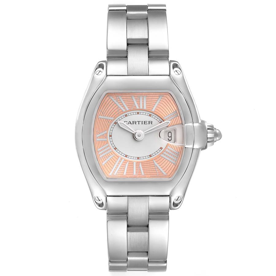 Cartier Roadster Coral Dial LE Steel Ladies Watch W62054V3 Box Papers SwissWatchExpo
