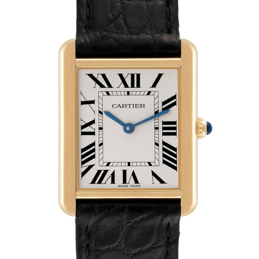 Cartier Tank Solo Large Yellow Gold Steel Mens Watch W5200004 SwissWatchExpo