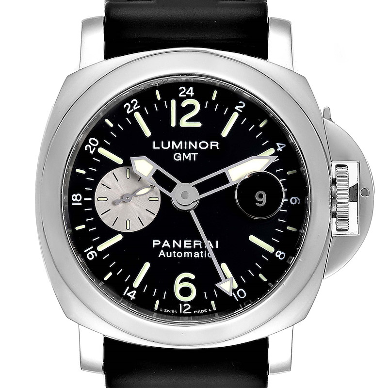 Panerai Luminor GMT Black Strap Automatic Mens Watch PAM00088 SwissWatchExpo