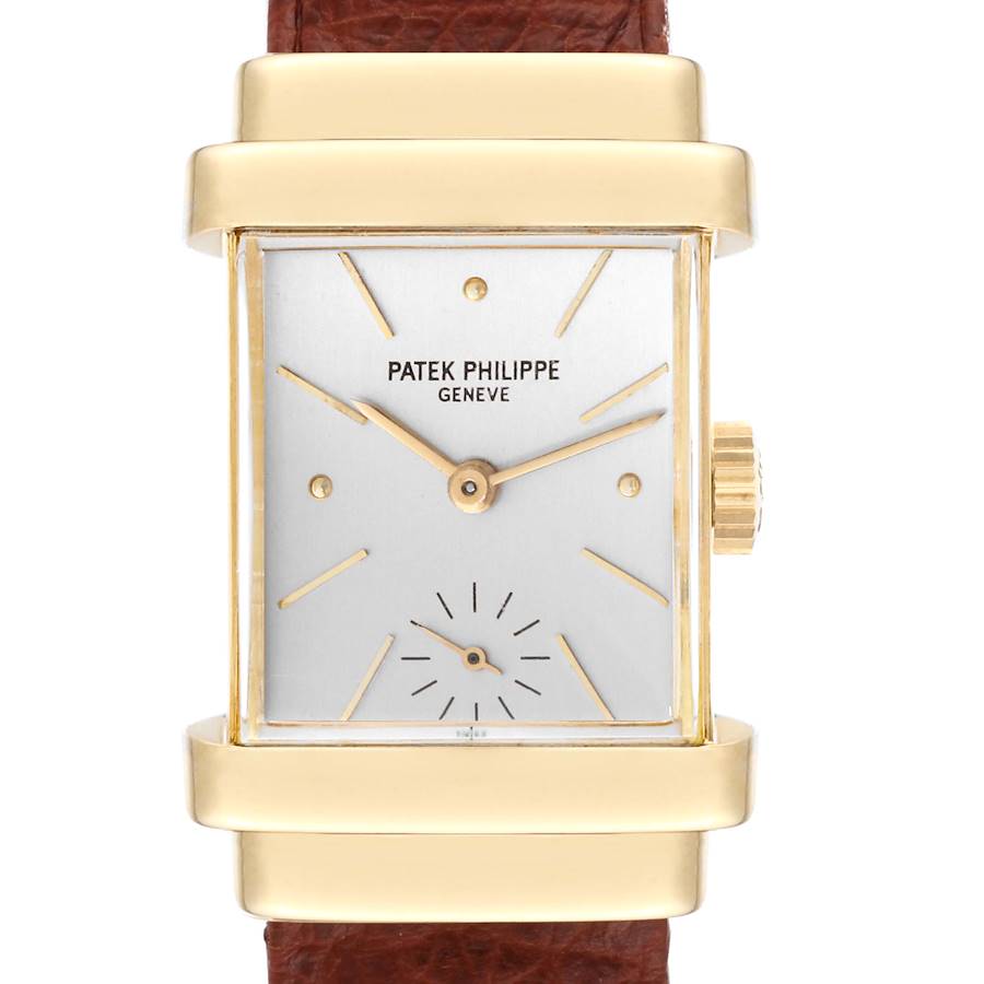 Patek Philippe Top Hat Yellow Gold Silver Dial Vintage Mens Watch 1450 SwissWatchExpo