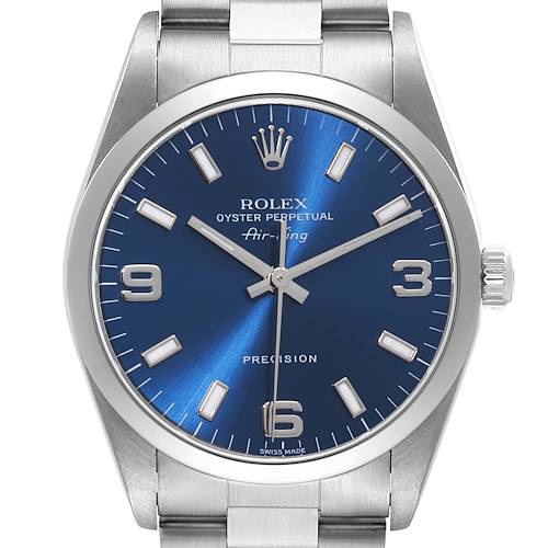 Photo of Rolex Air King 34mm Blue Dial Smooth Bezel Steel Mens Watch 14000