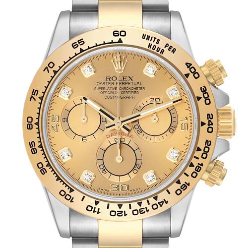 Photo of Rolex Cosmograph Daytona Steel Yellow Gold Diamond Dial Watch 116503 Box Card