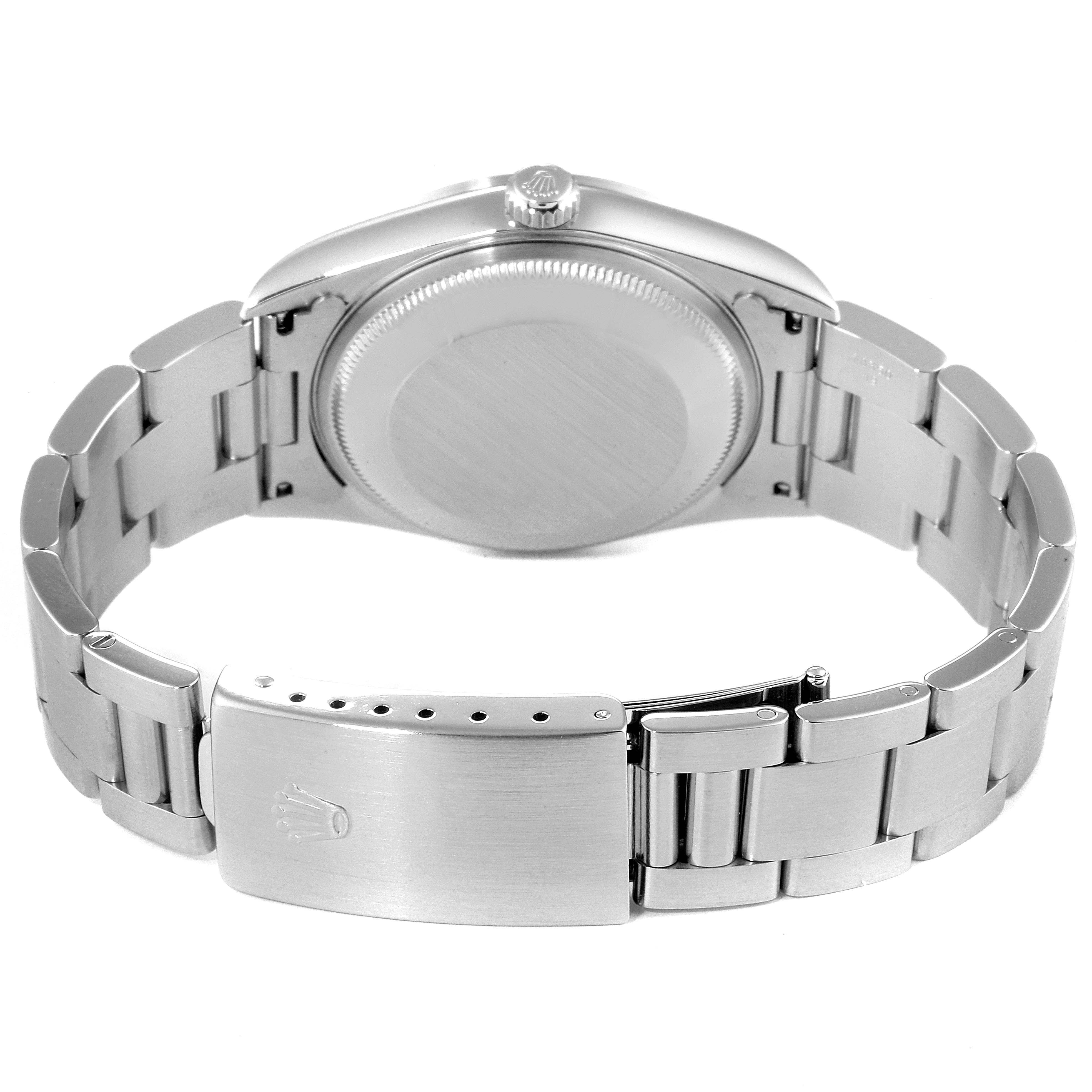 This image shows the back case and bracelet clasp of a Rolex Date 15200 Men's Stainless Steel White Dial 15200 Men's Stainless Steel White Dial model watch, viewed from the rear.