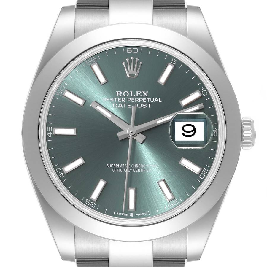 Rolex Datejust 41 Mint Green Dial Steel Mens Watch 126300 Box Card SwissWatchExpo