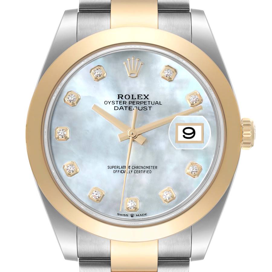 Rolex Datejust 41 Steel Yellow Gold Mother Of Pearl Diamond Dial Mens Watch 126303 Unworn SwissWatchExpo