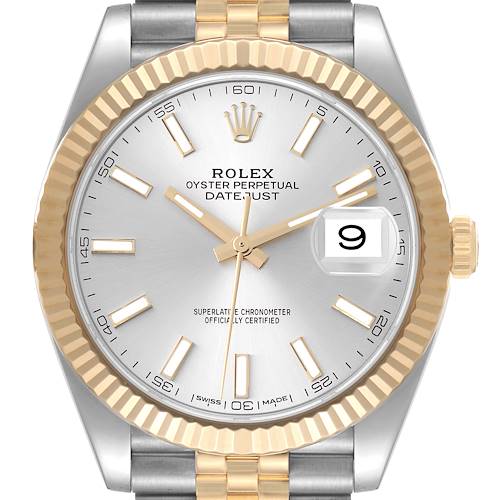 Photo of Rolex Datejust 41 Steel Yellow Gold Silver Dial Mens Watch 126333 Box Card