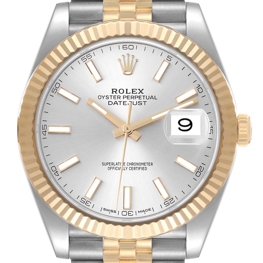 Rolex Datejust 41 Steel Yellow Gold Silver Dial Mens Watch 126333 Box Card SwissWatchExpo