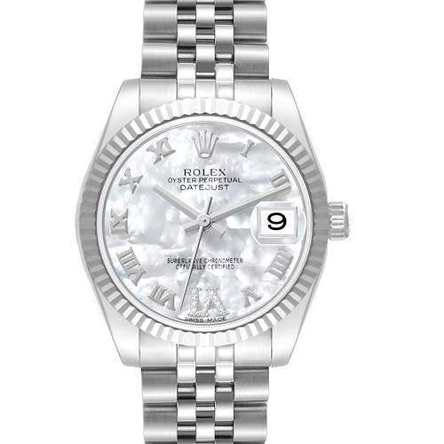 Photo of Rolex Datejust Midsize Mother Of Pearl Diamond Dial Steel White Gold Ladies Watch 178274