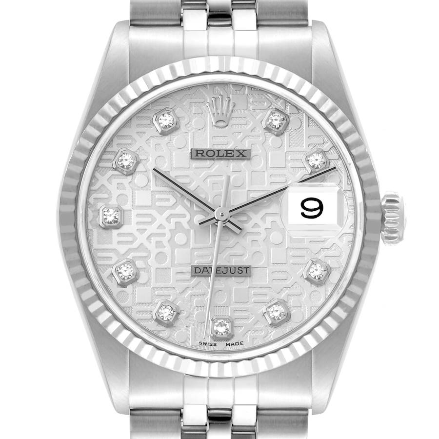 Rolex Datejust Steel White Gold Anniversary Diamond Dial Mens Watch 16234 SwissWatchExpo