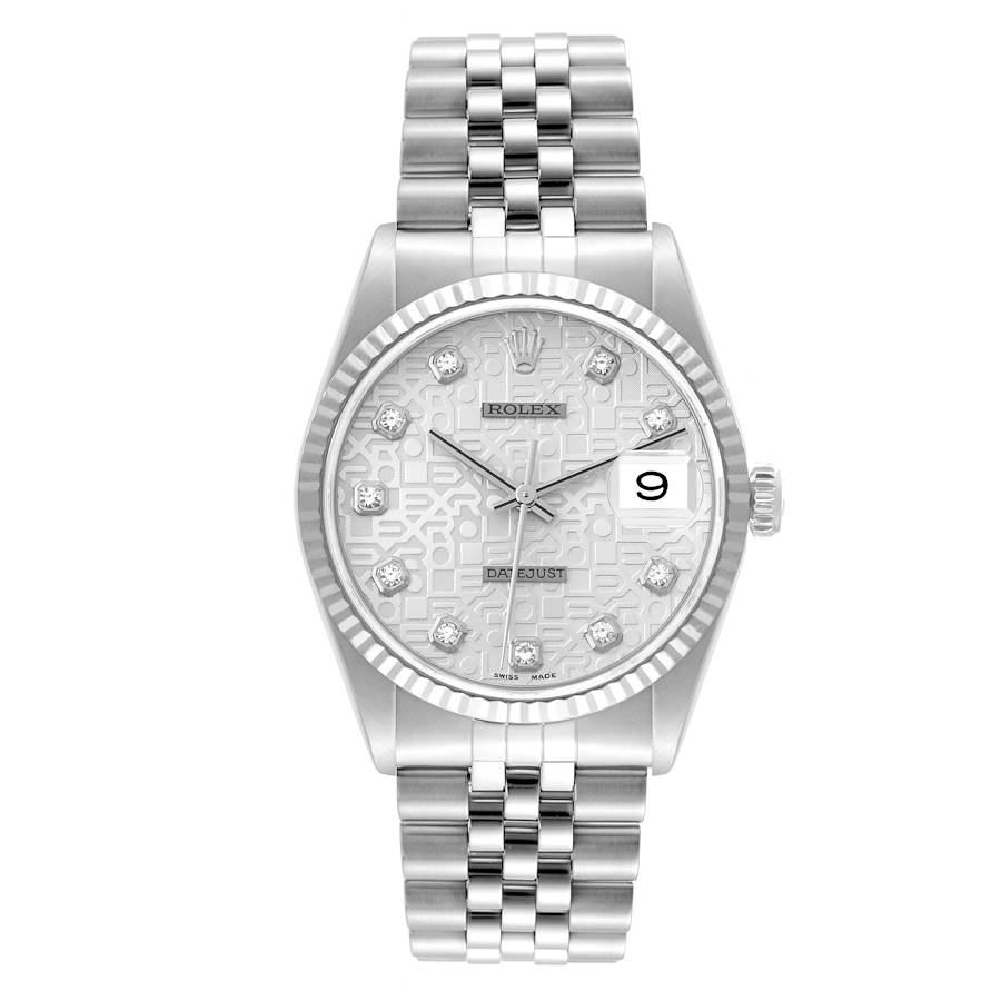 Rolex Datejust Steel White Gold Anniversary Diamond Dial Mens Watch 16234 SwissWatchExpo