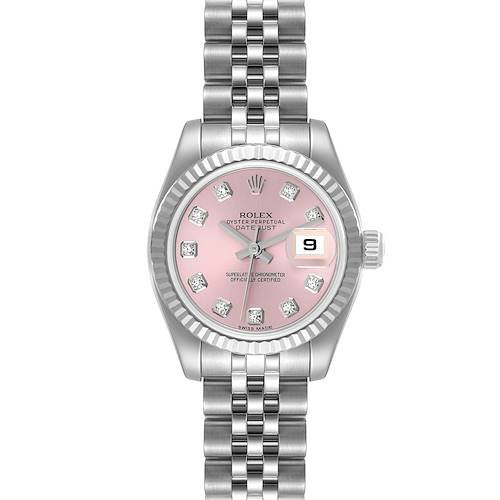 Photo of Rolex Datejust Steel White Gold Pink Diamond Dial Ladies Watch 179174