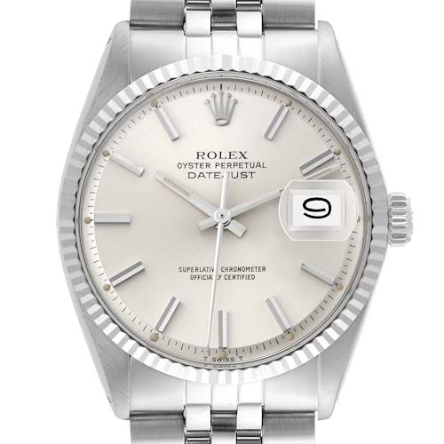 Photo of Rolex Datejust Steel White Gold Silver Dial Vintage Mens Watch 1601