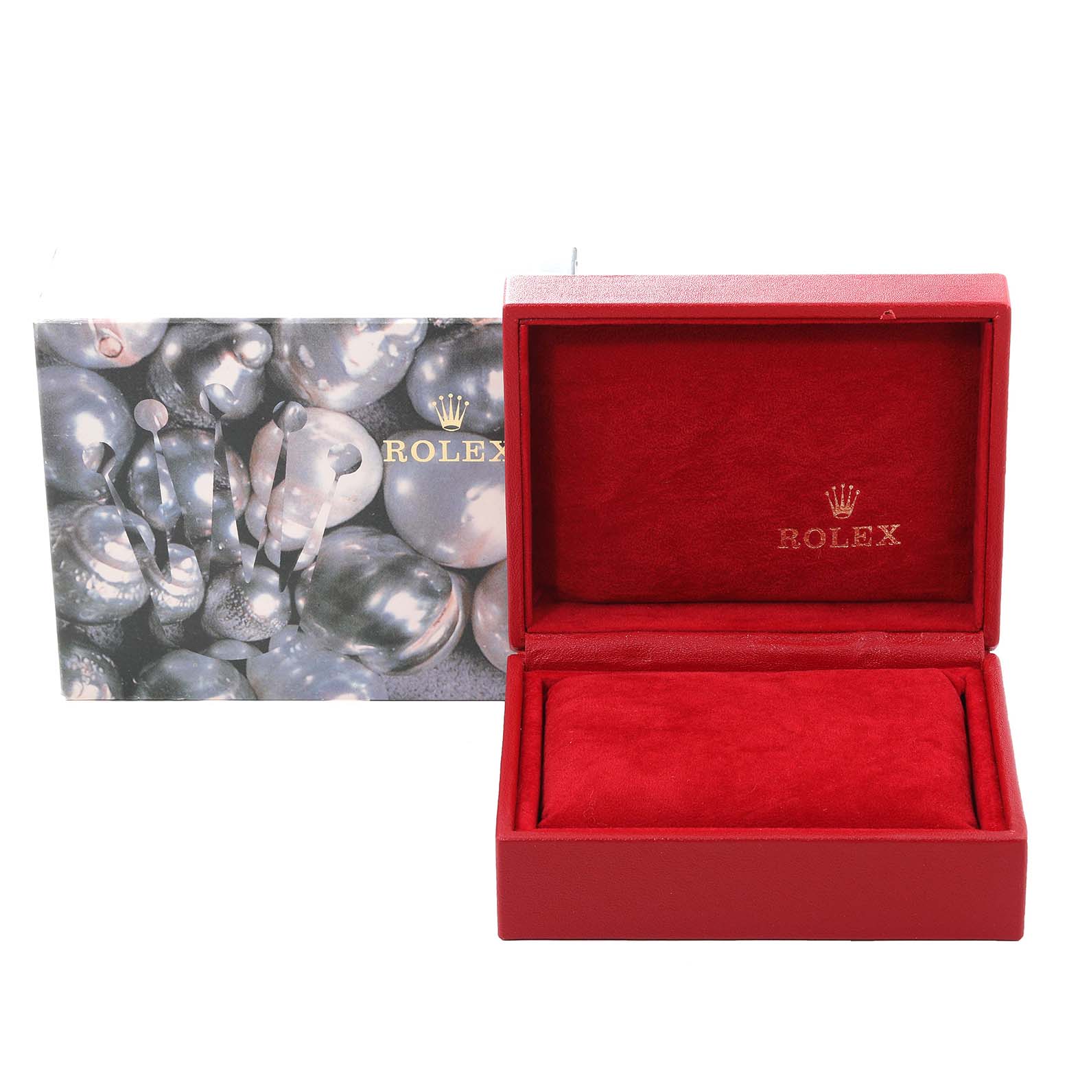 The image shows a Rolex Datejust 79173 Women's Steel and Gold (two tone) Black Dial 79173 Women's Steel and Gold (two tone) Black Dial watch box and packaging, featuring a red interior and Rolex branding.